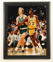 Larry Bird & Magic Johnson Signed Custom Framed Photo Display (JSA) at PristineAuction.com