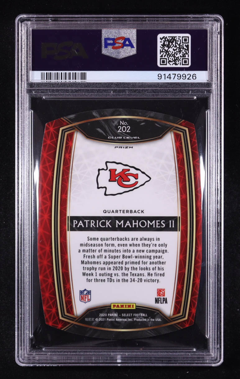 Patrick Mahomes II 2020 Panini Select Die-Cut Red Prizm #202 (PSA 9) at PristineAuction.com Patrick Mahomes II 2020 Panini Select Die-Cut Red Prizm #202 (PSA 9) at PristineAuction.com