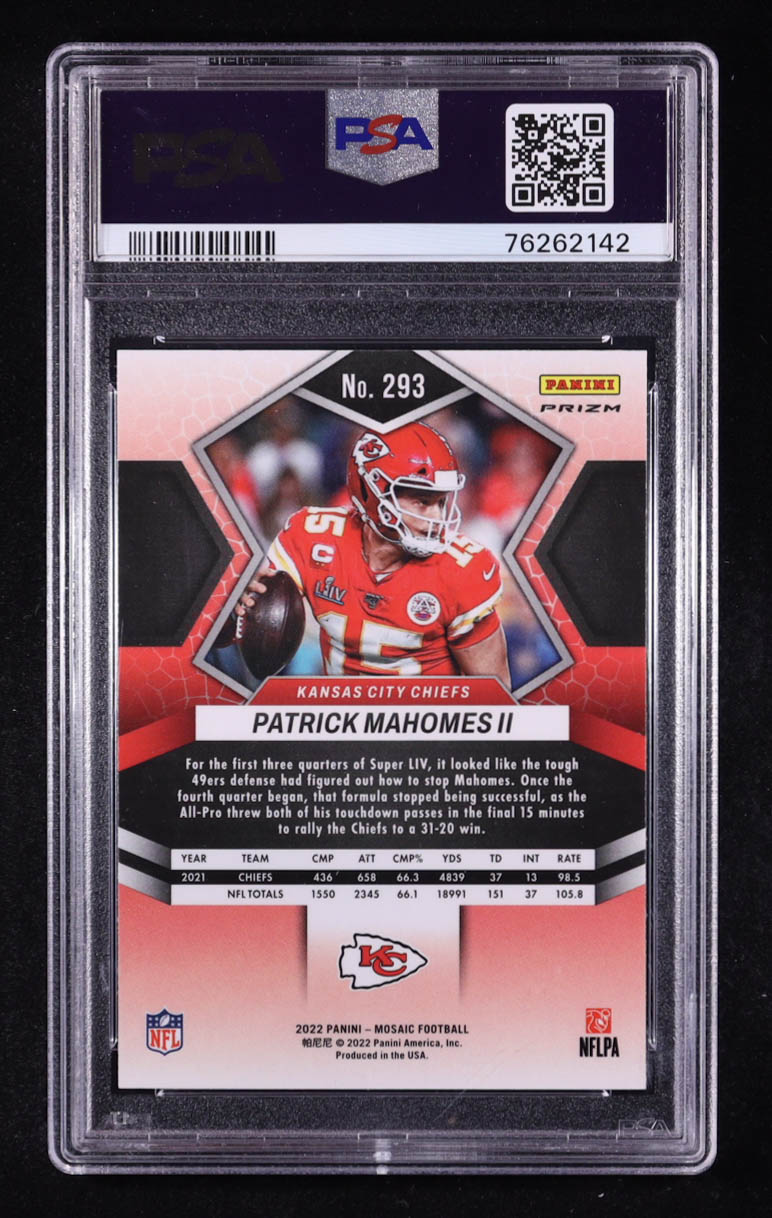 Patrick Mahomes II 2022 Panini Mosaic Camo Pink Prizm #293 (PSA 9) at PristineAuction.com Patrick Mahomes II 2022 Panini Mosaic Camo Pink Prizm #293 (PSA 9) at PristineAuction.com