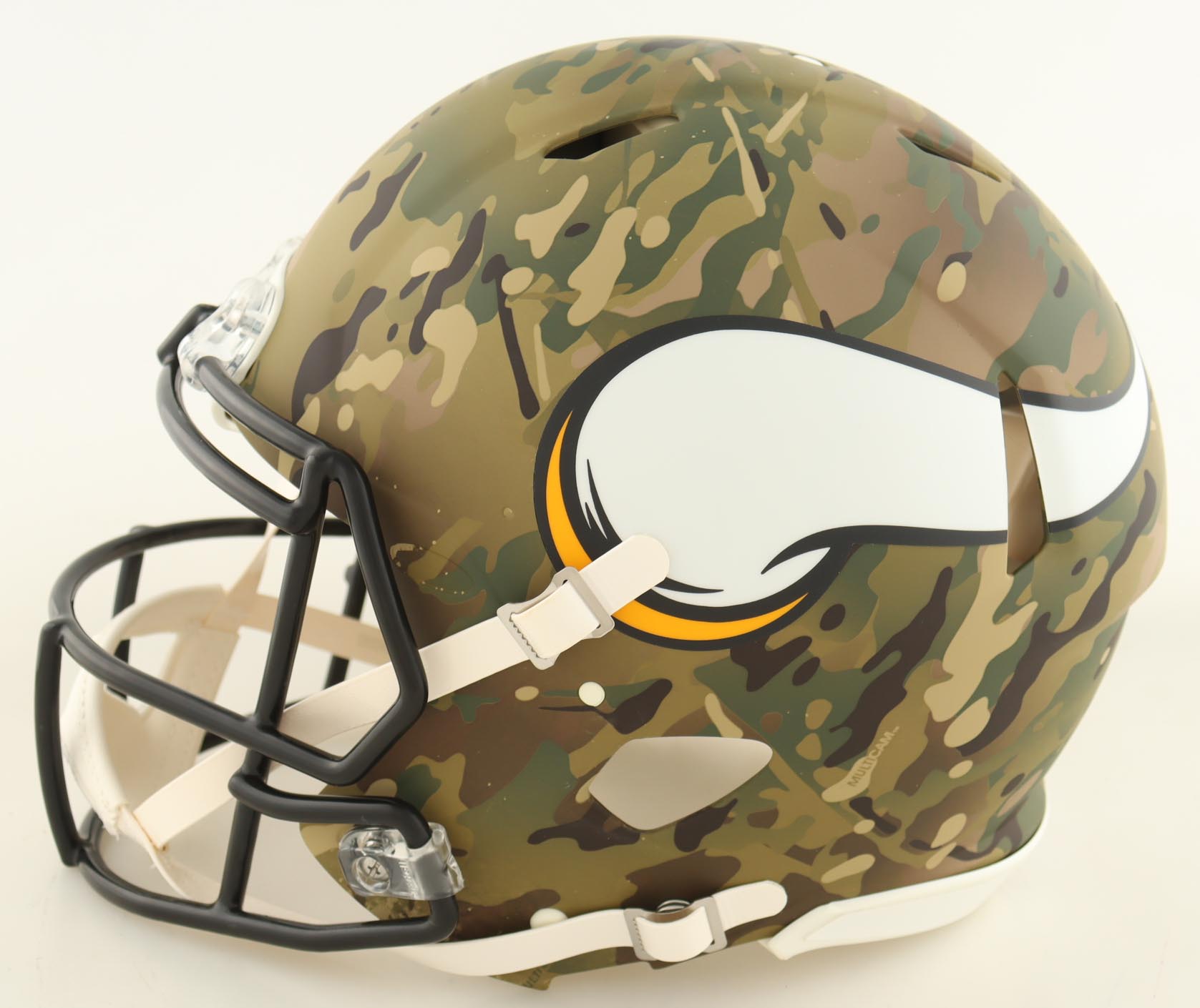J. J. McCarthy Signed Vikings Full-Size Authentic On-Field Camo Alternate Speed Helmet (Beckett) at PristineAuction.com J. J. McCarthy Signed Vikings Full-Size Authentic On-Field Camo Alternate Speed Helmet (Beckett) at PristineAuction.com