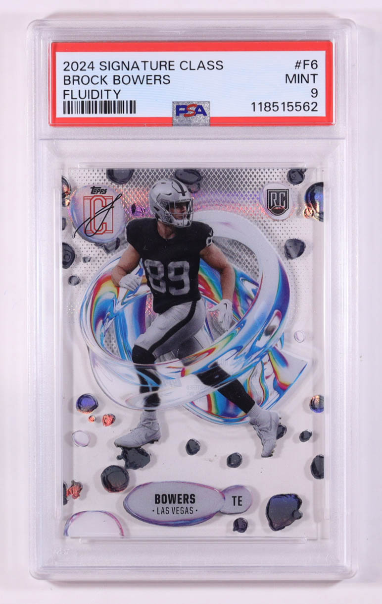 Brock Bowers 2024 Topps Signature Class Fluidity #F-6 RC (PSA 9) at PristineAuction.com Brock Bowers 2024 Topps Signature Class Fluidity #F-6 RC (PSA 9) at PristineAuction.com