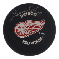 Gordie Howe Signed Red Wings Logo Hockey Puck (JSA) at PristineAuction.com