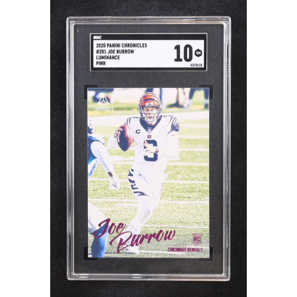 Joe Burrow 2020 Panini Luminance Pink #201 Chronicles RC (SGC 10) at PristineAuction.com