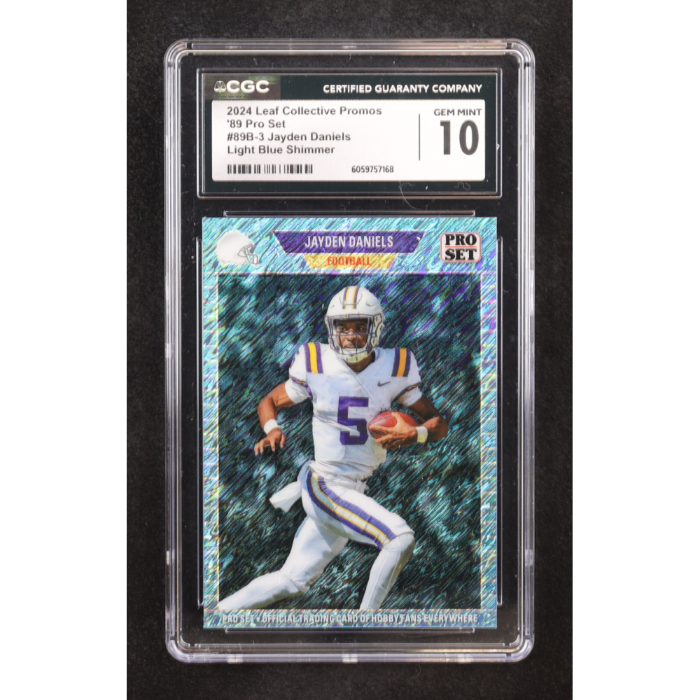 Jayden Daniels 2024 Leaf Collective Promo '89 Pro Set Shimmer Light Blue #89B3 RC (CGC 10) at PristineAuction.com