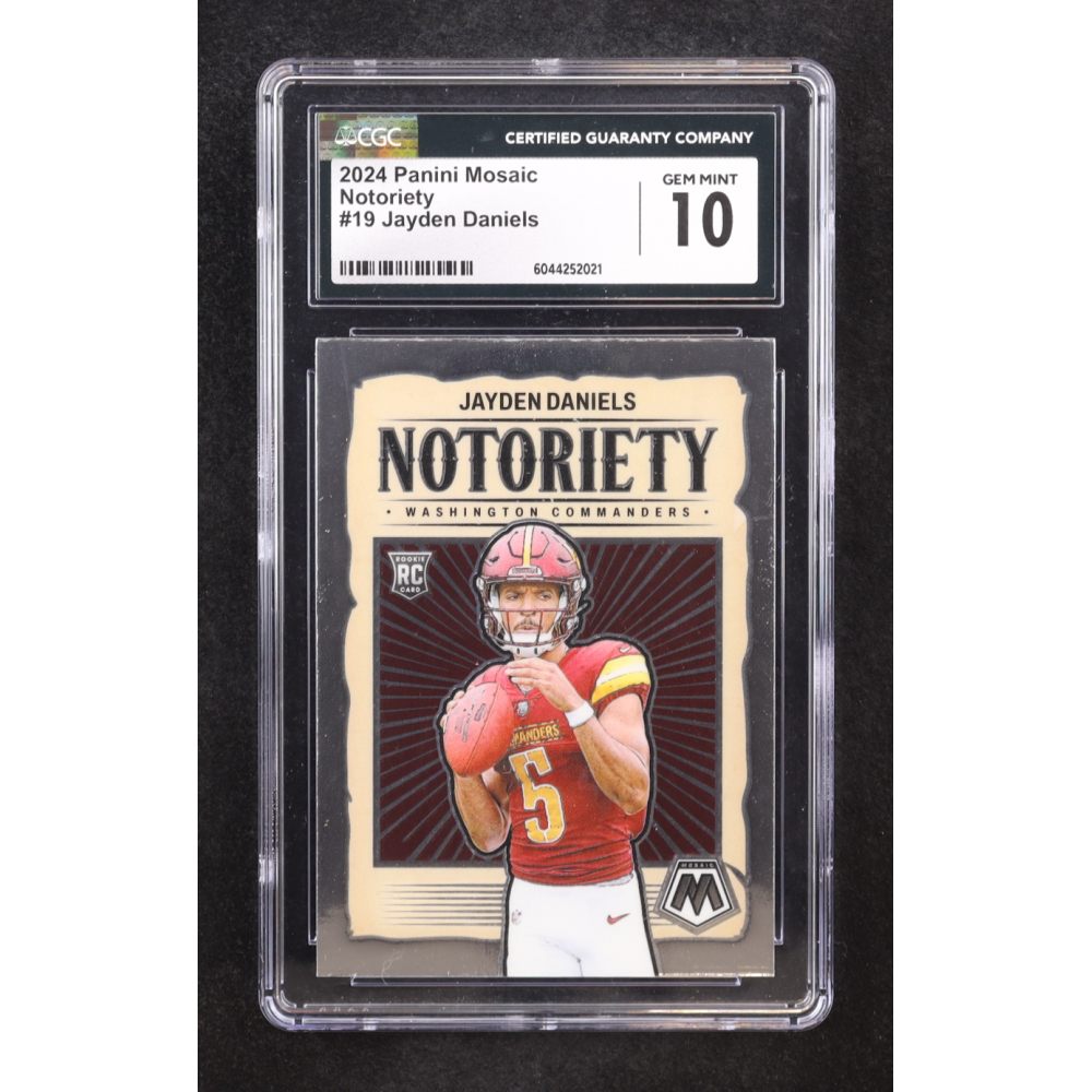 Jayden Daniels 2024 Panini Mosaic Notoriety #19 RC (CGC 10) at PristineAuction.com