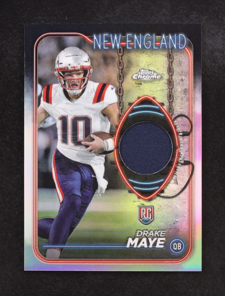 Drake Maye 2024 Topps Chrome Rookie Relics #CRRDM RC at PristineAuction.com Drake Maye 2024 Topps Chrome Rookie Relics #CRRDM RC at PristineAuction.com