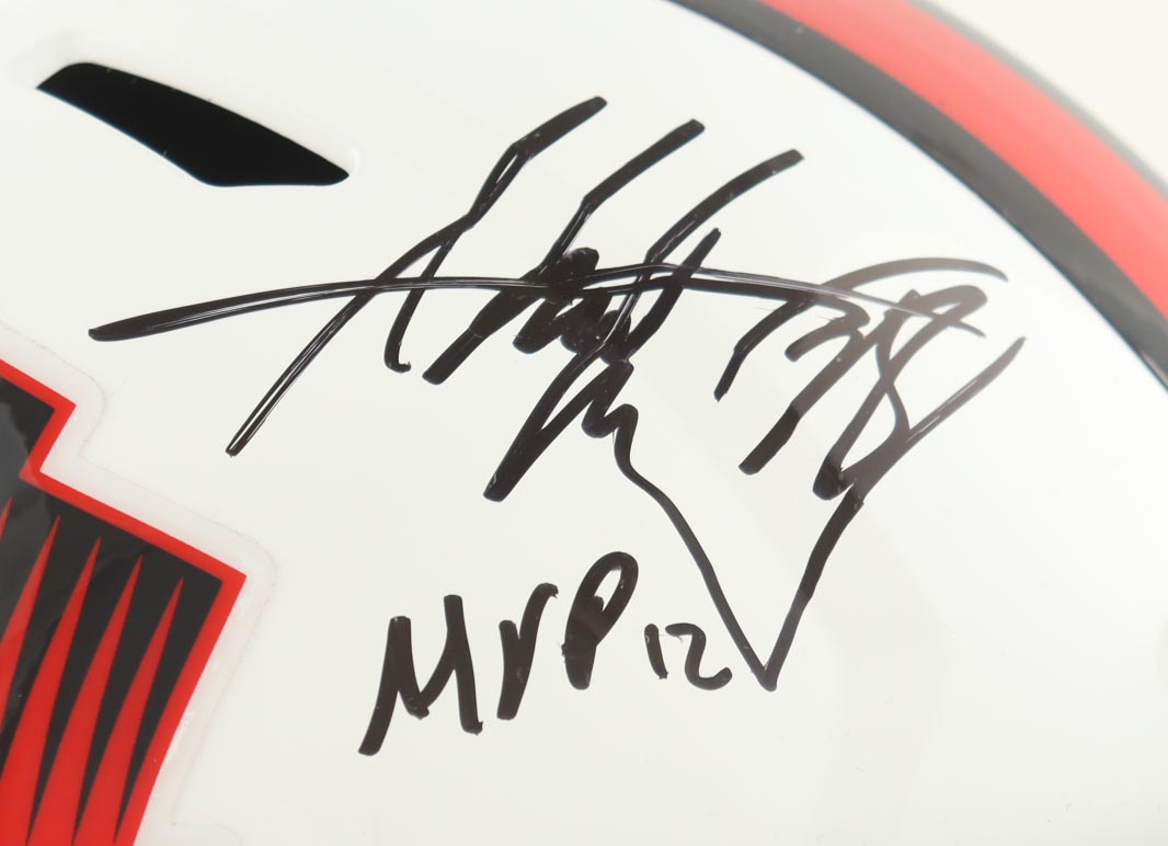 Adrian Peterson Signed NFL Hall of Fame Speed Helmet Inscribed "MVP" (JSA) at PristineAuction.com Adrian Peterson Signed NFL Hall of Fame Speed Helmet Inscribed "MVP" (JSA) at PristineAuction.com