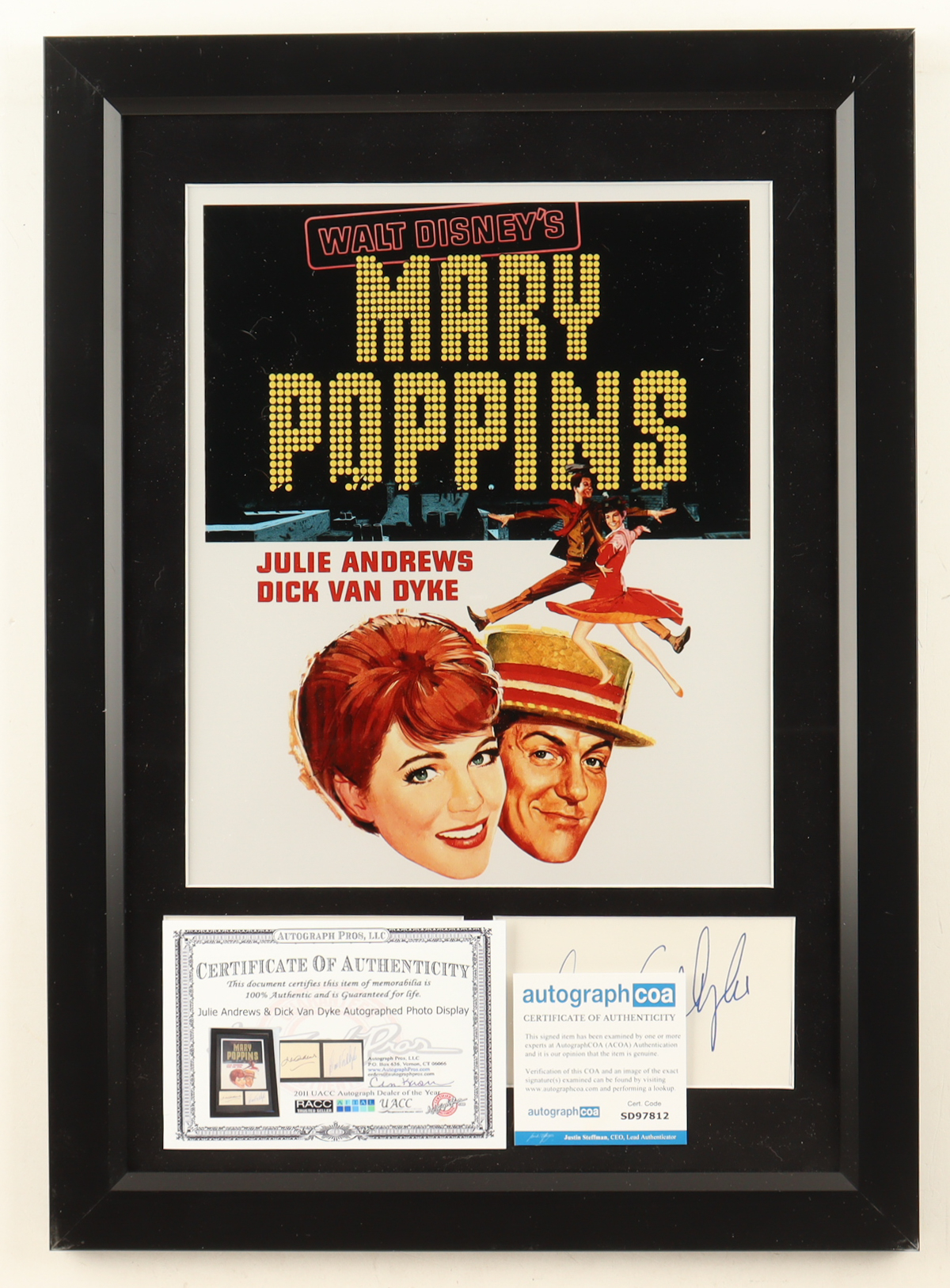 Julie Andrews & Dick Van Dyke Signed "Mary Poppins" Custom Framed Cut Display (AutographCOA & AutographPros) at PristineAuction.com Julie Andrews & Dick Van Dyke Signed "Mary Poppins" Custom Framed Cut Display (AutographCOA & AutographPros) at PristineAuction.com