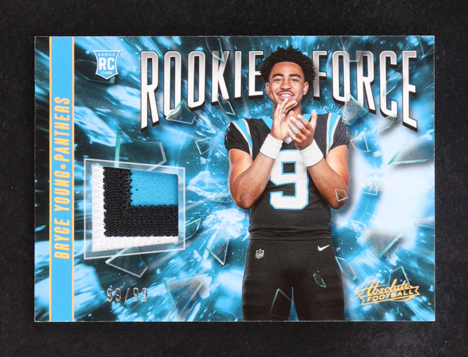 Bryce Young 2023 Absolute Rookie Force Jerseys Gold #1 #99/99 RC at PristineAuction.com Bryce Young 2023 Absolute Rookie Force Jerseys Gold #1 #99/99 RC at PristineAuction.com