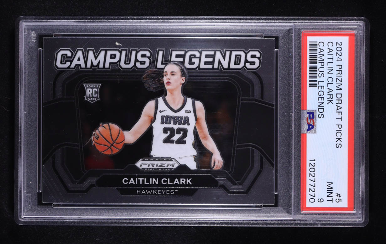 Caitlin Clark 2024 Panini Draft Picks Campus Legends Prizm #5 RC (PSA 9) at PristineAuction.com Caitlin Clark 2024 Panini Draft Picks Campus Legends Prizm #5 RC (PSA 9) at PristineAuction.com