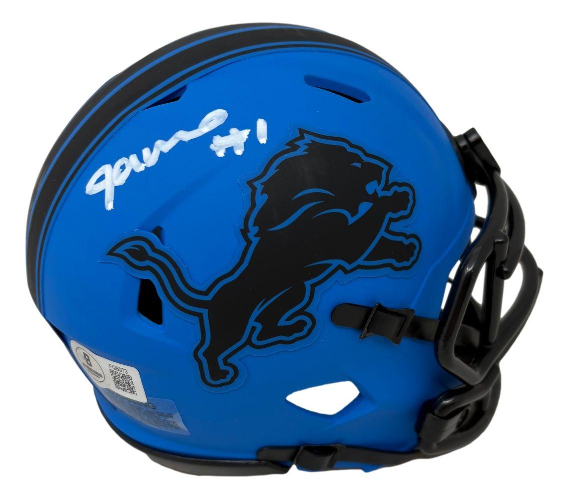 Jameson Williams Signed Lions Rave Alternate Speed Mini Helmet (Beckett) at PristineAuction.com Jameson Williams Signed Lions Rave Alternate Speed Mini Helmet (Beckett) at PristineAuction.com