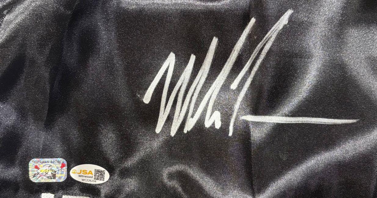 Mike Tyson Signed Boxing Trunks (JSA) at PristineAuction.com Mike Tyson Signed Boxing Trunks (JSA) at PristineAuction.com