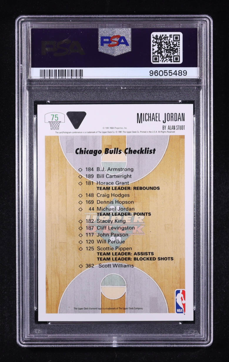 Michael Jordan 1991 Upper Deck Bulls Checklist #75 (PSA 10) at PristineAuction.com Michael Jordan 1991 Upper Deck Bulls Checklist #75 (PSA 10) at PristineAuction.com