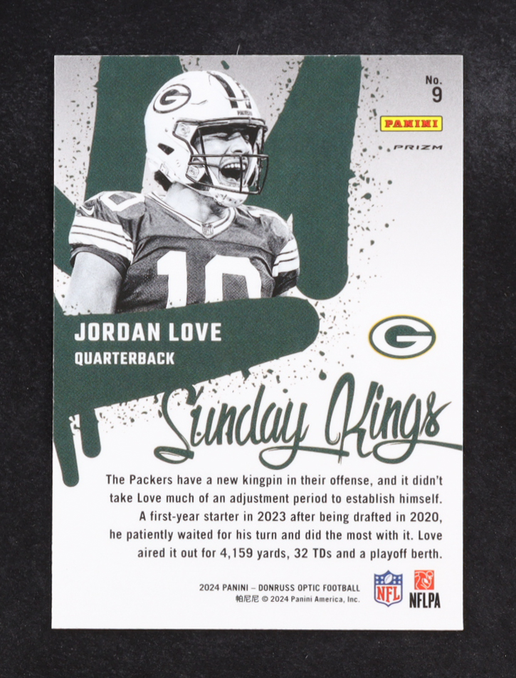 Jordan Love 2024 Donruss Optic Sunday Kings #9 at PristineAuction.com Jordan Love 2024 Donruss Optic Sunday Kings #9 at PristineAuction.com