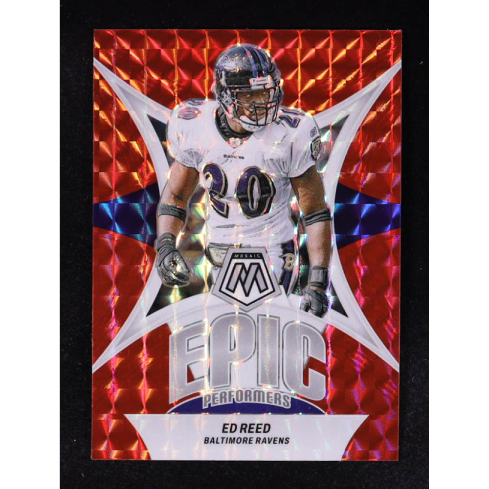 Ed Reed 2024 Panini Mosaic Epic Performers Mosaic Red #17 at PristineAuction.com