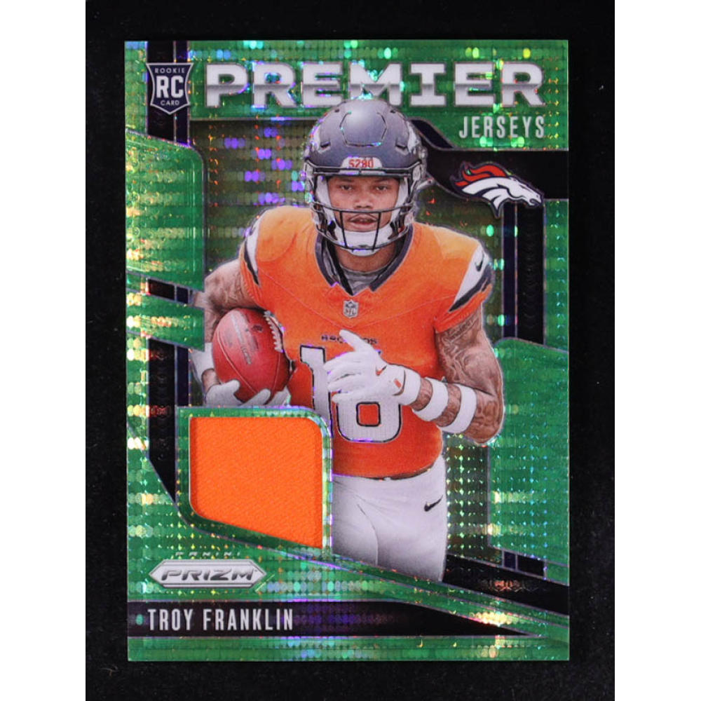 Troy Franklin 2024 Panini Prizm Premier Jerseys Neon Green Pulsar #21 RC at PristineAuction.com