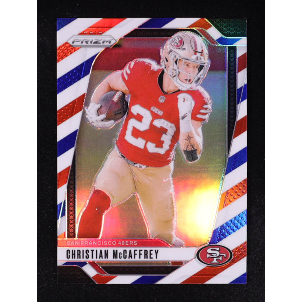 Christian McCaffrey 2024 Panini Prizm Prizms Red White and Blue #250 at PristineAuction.com