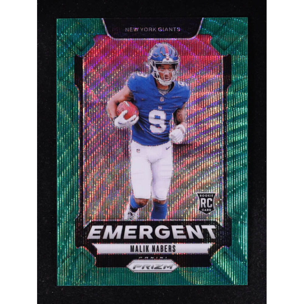 Malik Nabers 2024 Panini Prizm Emergent Prizms Green Wave #6 RC at PristineAuction.com