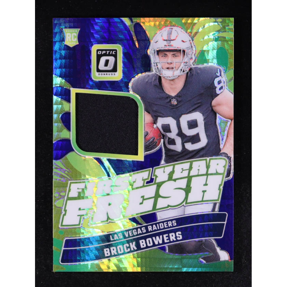 Brock Bowers 2024 Donruss Optic First Year Fresh Jerseys Blue Hyper #9 RC at PristineAuction.com