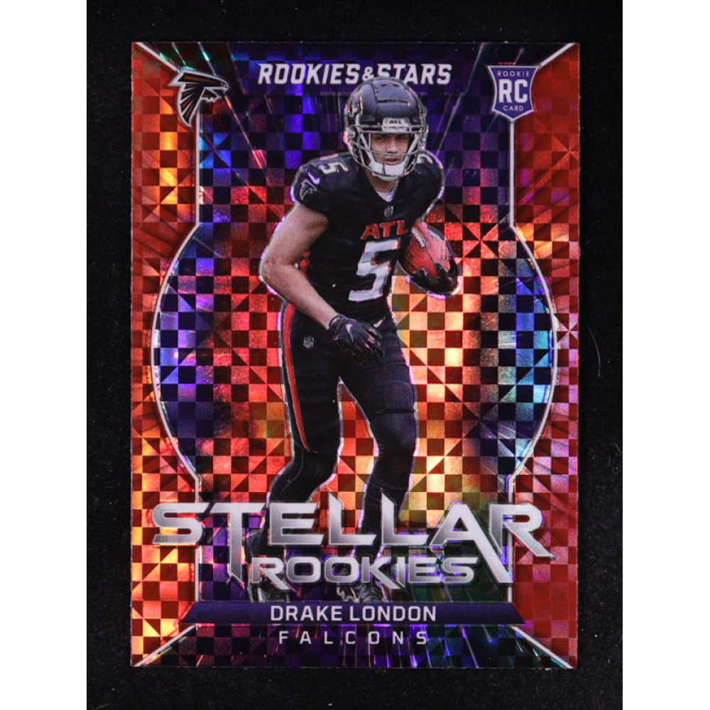 Drake London 2022 Rookies and Stars Stellar Rookies Red Plaid #9 RC at PristineAuction.com