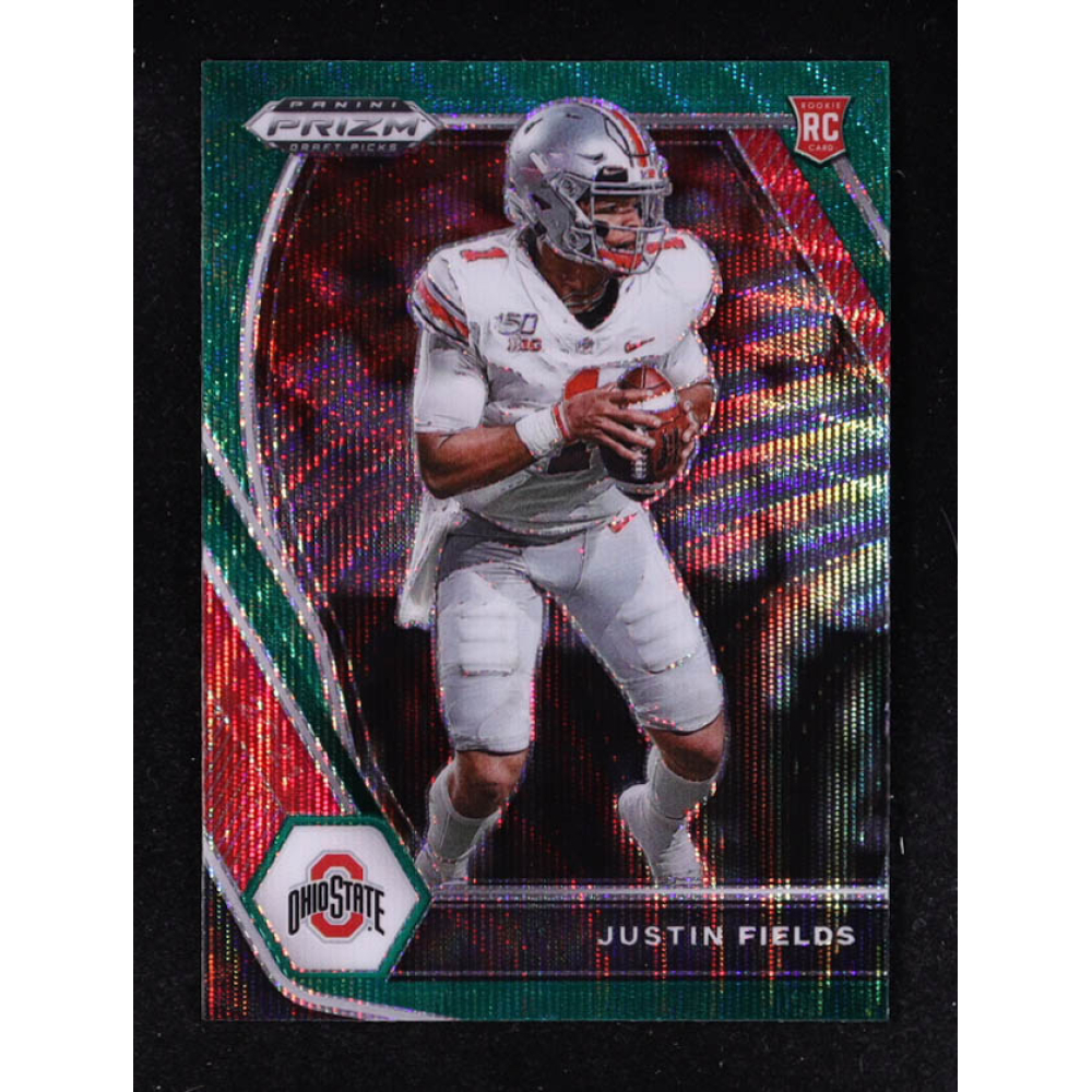 Justin Fields 2021 Panini Prizm Draft Picks Prizms Green Wave #121 RC at PristineAuction.com