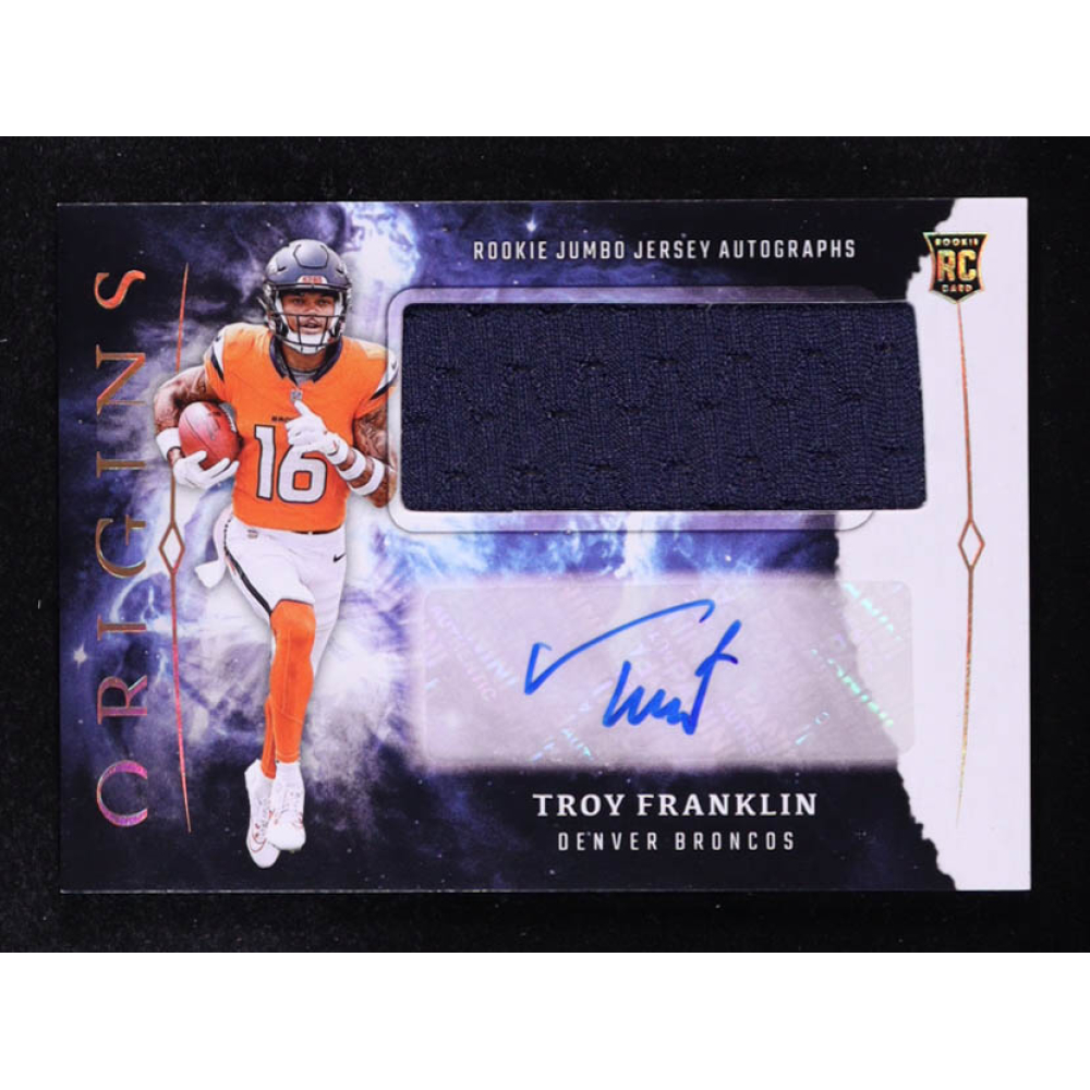Troy Franklin 2024 Panini Origins Rookie Jumbo Jersey Autographs #11 RC at PristineAuction.com