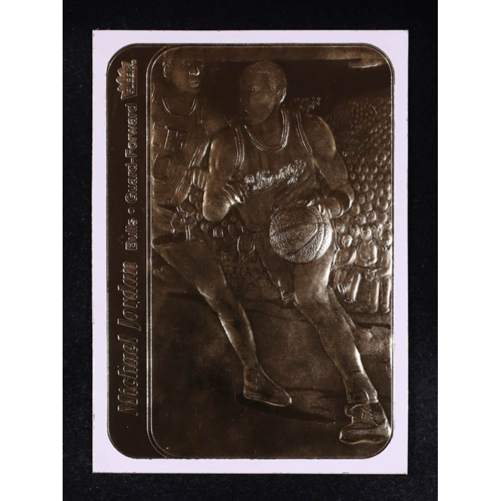 Michael Jordan 1997 Fleer 23KT Gold White Border / '86-87 Fleer Sticker at PristineAuction.com