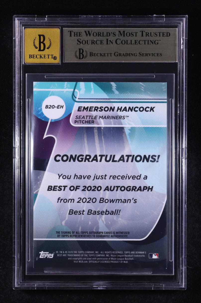 Emerson Hancock 2020 Bowman's Best Best of '20 Autographs Blue Refractors #B20EH #118/150 RC (BGS 9.5 | Auto 10) at PristineAuction.com Emerson Hancock 2020 Bowman's Best Best of '20 Autographs Blue Refractors #B20EH #118/150 RC (BGS 9.5 | Auto 10) at PristineAuction.com