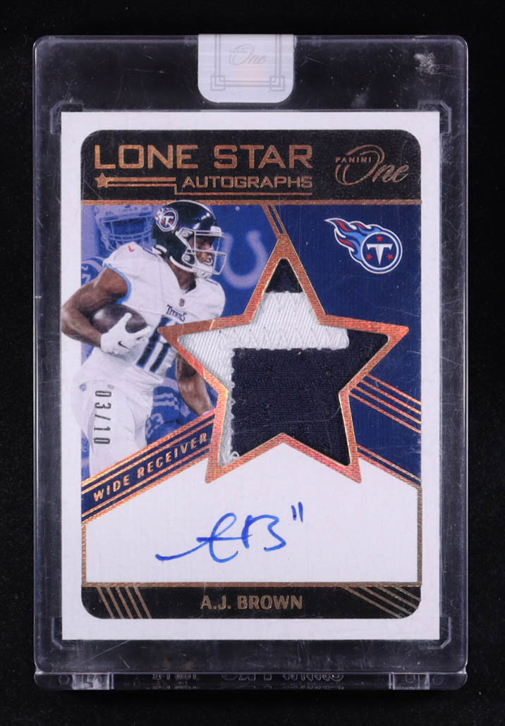 AJ Brown 2021 Panini One Lone Star Jersey Autographs Gold #93 #03/10 at PristineAuction.com AJ Brown 2021 Panini One Lone Star Jersey Autographs Gold #93 #03/10 at PristineAuction.com