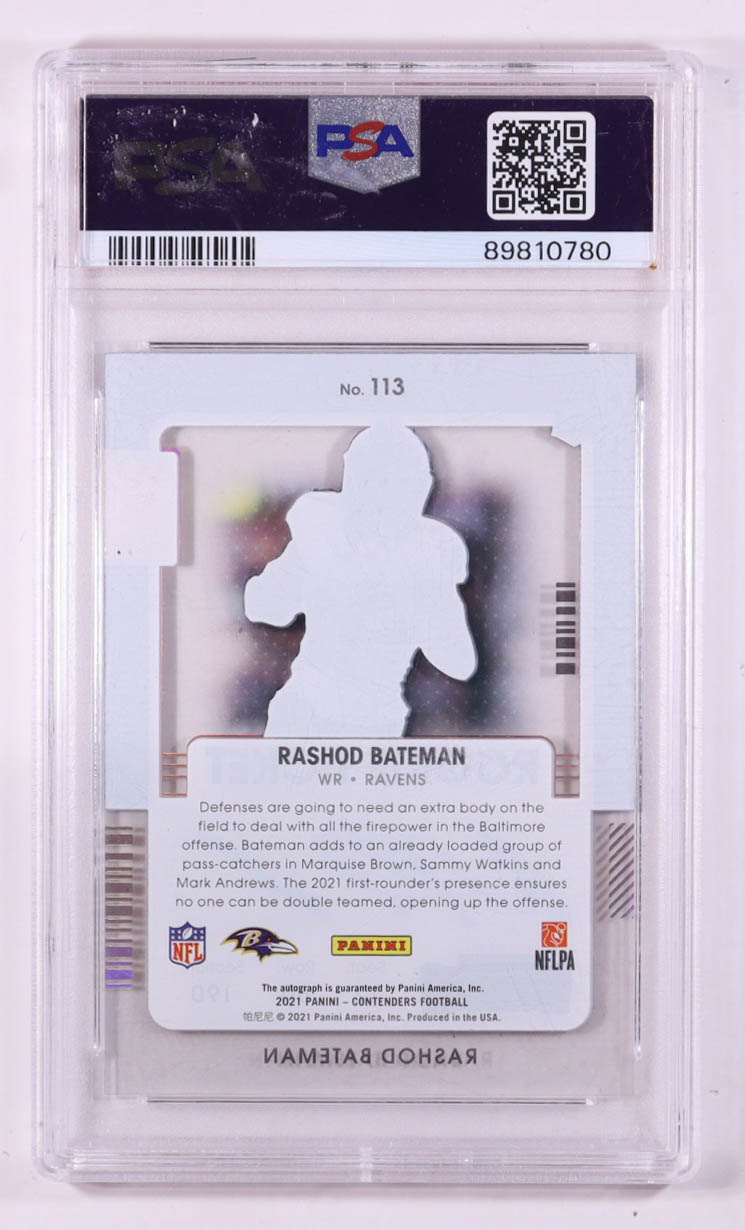 Rashod Bateman 2021 Panini Contenders Clear Ticket #113A Autograph #01/10 RC (PSA 9) at PristineAuction.com Rashod Bateman 2021 Panini Contenders Clear Ticket #113A Autograph #01/10 RC (PSA 9) at PristineAuction.com