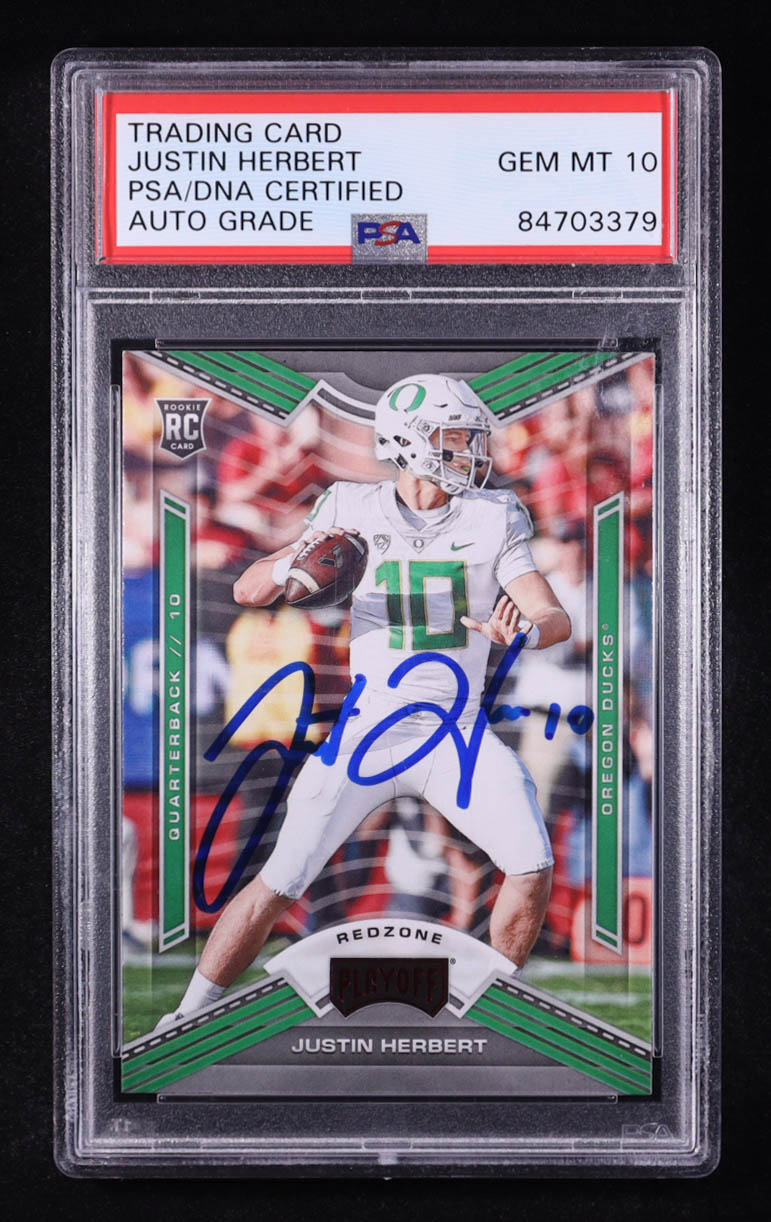 Justin Herbert Signed 2020 Playoff Draft Picks Red Zone #4 RC (PSA | Auto 10) at PristineAuction.com Justin Herbert Signed 2020 Playoff Draft Picks Red Zone #4 RC (PSA | Auto 10) at PristineAuction.com