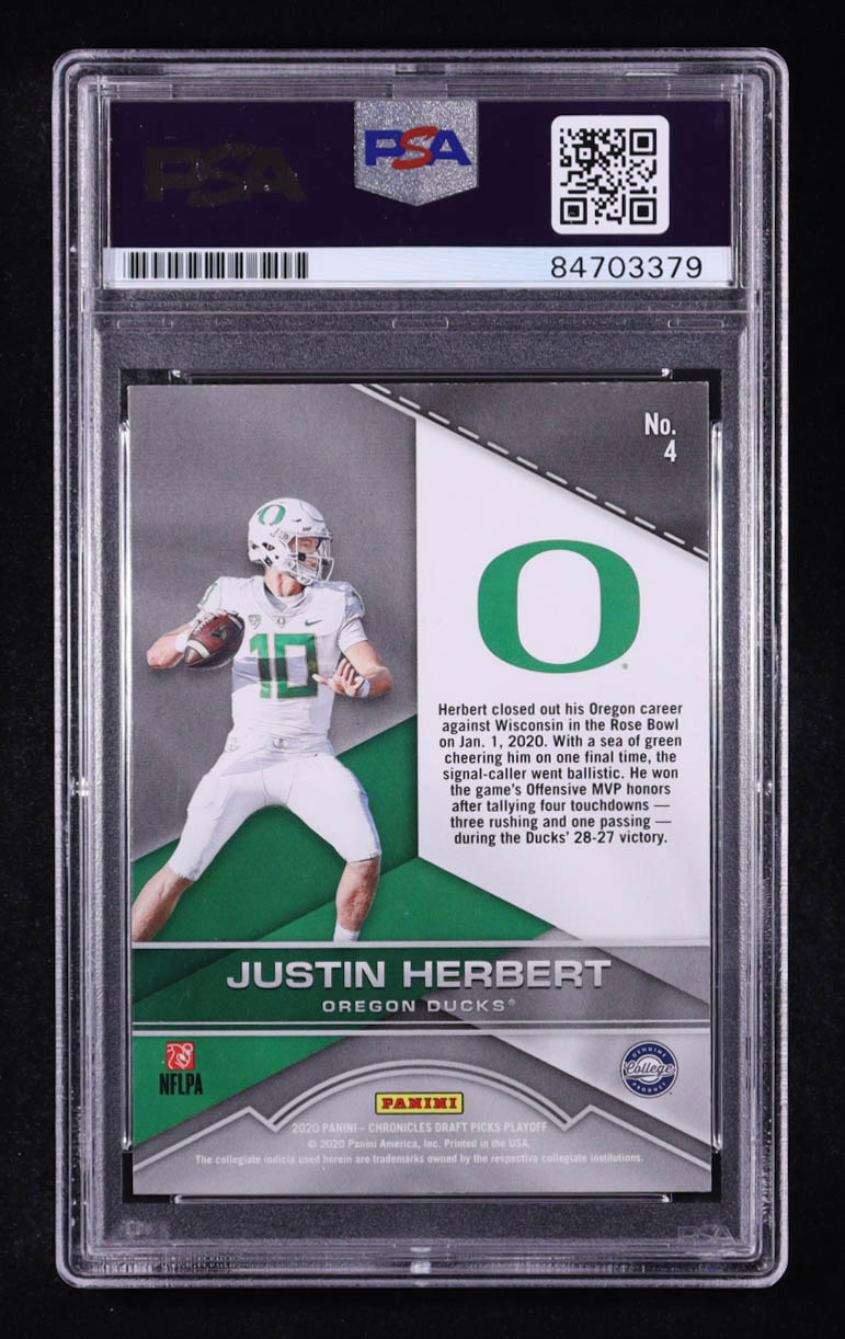 Justin Herbert Signed 2020 Playoff Draft Picks Red Zone #4 RC (PSA | Auto 10) at PristineAuction.com Justin Herbert Signed 2020 Playoff Draft Picks Red Zone #4 RC (PSA | Auto 10) at PristineAuction.com