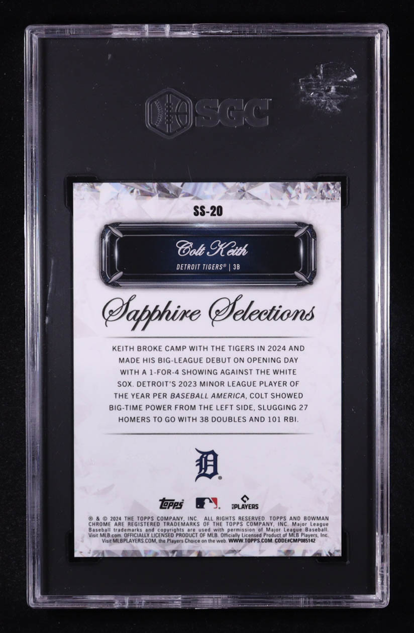 Colt Keith 2024 Bowman Chrome Sapphire Chrome Sapphire Selections Gold Refractors #SS20 #03/50 RC (SGC 10) at PristineAuction.com Colt Keith 2024 Bowman Chrome Sapphire Chrome Sapphire Selections Gold Refractors #SS20 #03/50 RC (SGC 10) at PristineAuction.com