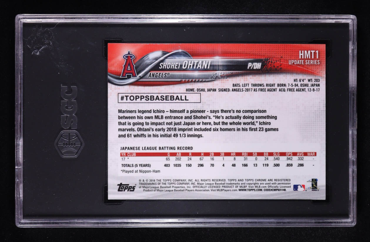 Shohei Ohtani 2018 Topps Chrome Update #HMT1 RC (SGC 10) at PristineAuction.com Shohei Ohtani 2018 Topps Chrome Update #HMT1 RC (SGC 10) at PristineAuction.com