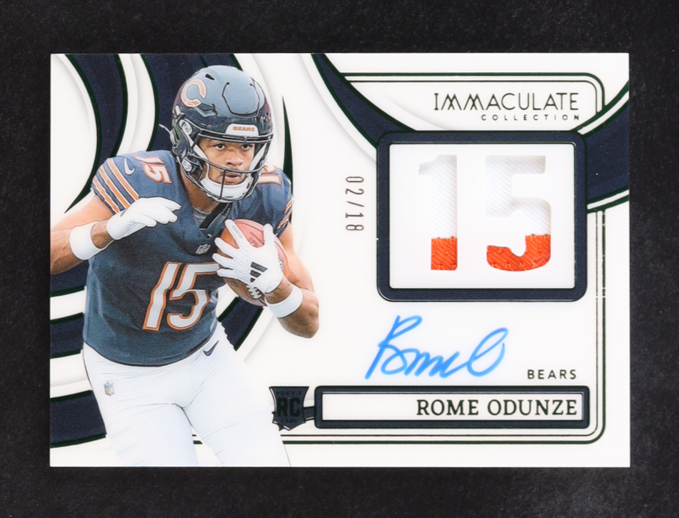 Rome Odunze 2024 Immaculate Collection Immaculate Numbers Rookie Patch Autographs Emerald #4 #02/18 RC at PristineAuction.com Rome Odunze 2024 Immaculate Collection Immaculate Numbers Rookie Patch Autographs Emerald #4 #02/18 RC at PristineAuction.com