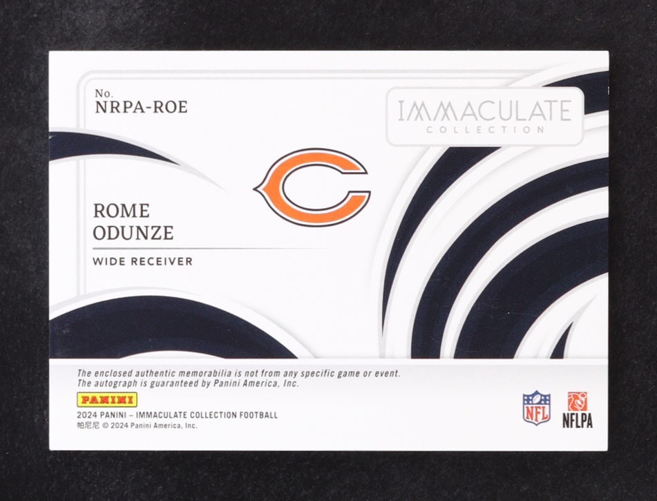 Rome Odunze 2024 Immaculate Collection Immaculate Numbers Rookie Patch Autographs Emerald #4 #02/18 RC at PristineAuction.com Rome Odunze 2024 Immaculate Collection Immaculate Numbers Rookie Patch Autographs Emerald #4 #02/18 RC at PristineAuction.com