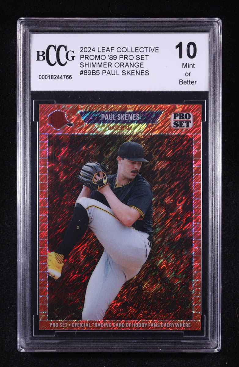 Paul Skenes 2024 Leaf Collective Promo '89 Pro Set Shimmer Orange #89B5 RC #29/299 (BCCG 10) at PristineAuction.com Paul Skenes 2024 Leaf Collective Promo '89 Pro Set Shimmer Orange #89B5 RC #29/299 (BCCG 10) at PristineAuction.com