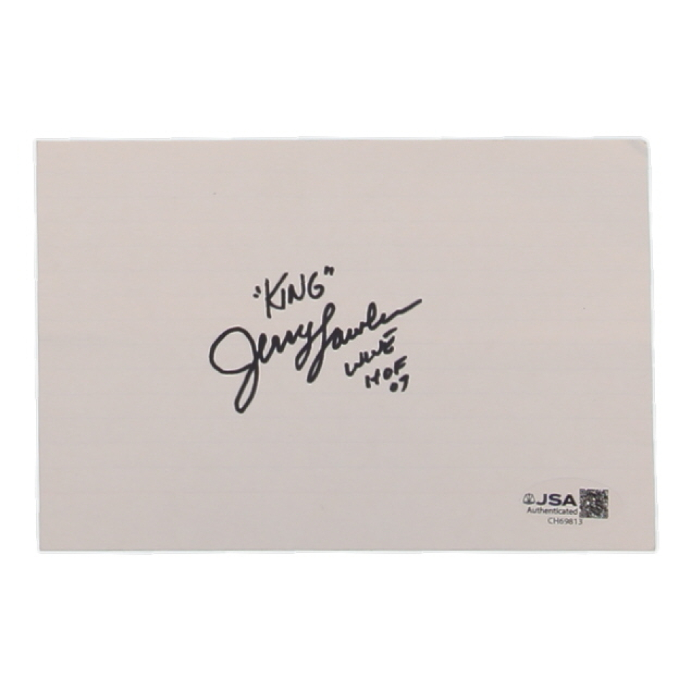Jerry "The King" Lawler Signed 4x6 Cut Inscribed "WWE HOF 07" (JSA) at PristineAuction.com
