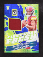 Jayden Daniels 2024 Donruss Optic First Year Fresh Jerseys Blue Hyper #17 RC at PristineAuction.com
