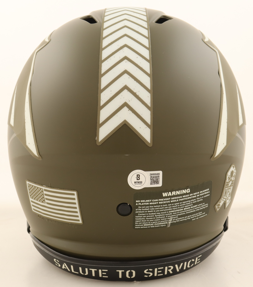 Chuba Hubbard Signed Panthers Full-Size Authentic On-Field Salute to Service Alternate Speed Helmet (Beckett) at PristineAuction.com Chuba Hubbard Signed Panthers Full-Size Authentic On-Field Salute to Service Alternate Speed Helmet (Beckett) at PristineAuction.com