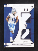 Micah Parsons 2021 Panini National Treasures Rookie Dual Materials Purple #41 #14/49 RC at PristineAuction.com