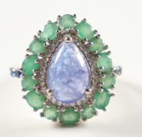 New 5.12 CTW Emerald & Tanzanite Ring | Estimated Retail Value: $2,100 (UGL) at PristineAuction.com