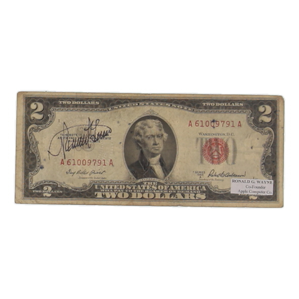 Ronald Wayne Signed 1953-A United States $2 Two Dollar Legal Tender Note - Red Seal (JSA) at PristineAuction.com