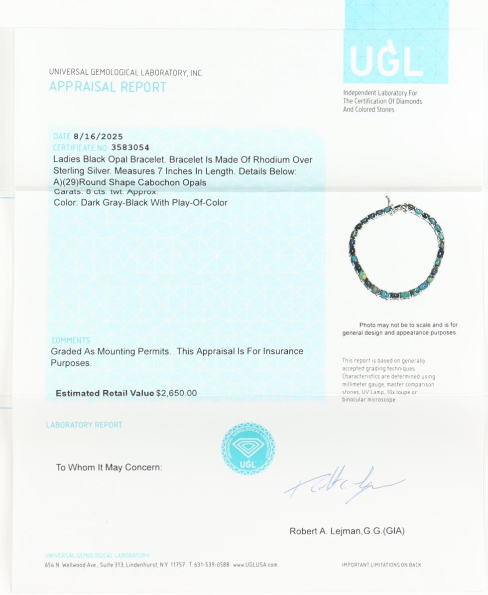 New 8 CTW Black Opal Bracelet | Estimate Retail Value $2,650 (UGL) at PristineAuction.com New 8 CTW Black Opal Bracelet | Estimate Retail Value $2,650 (UGL) at PristineAuction.com