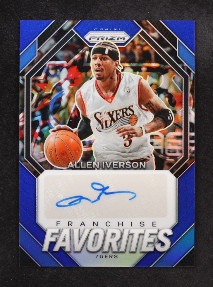 Allen Iverson 2023-24 Panini Prizm Franchise Favorites Signatures Prizms Blue #6 #28/49 at PristineAuction.com Allen Iverson 2023-24 Panini Prizm Franchise Favorites Signatures Prizms Blue #6 #28/49 at PristineAuction.com