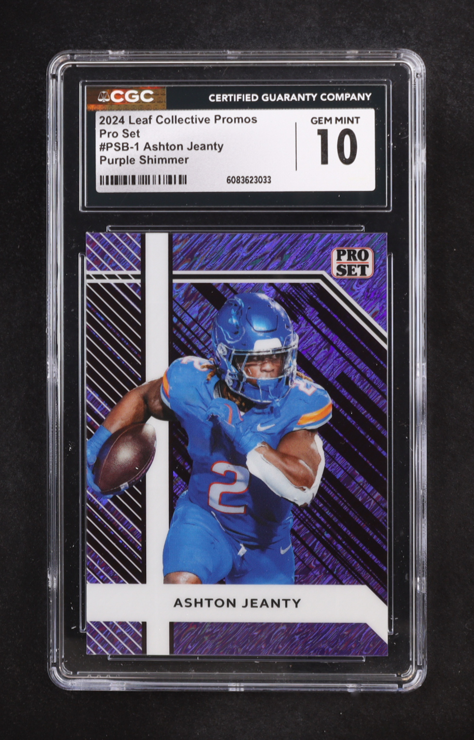 Ashton Jeanty 2024 Leaf Collective Promos Pro Set Purple Shimmer #PSB-1 RC #196/199 (CGC 10) at PristineAuction.com Ashton Jeanty 2024 Leaf Collective Promos Pro Set Purple Shimmer #PSB-1 RC #196/199 (CGC 10) at PristineAuction.com