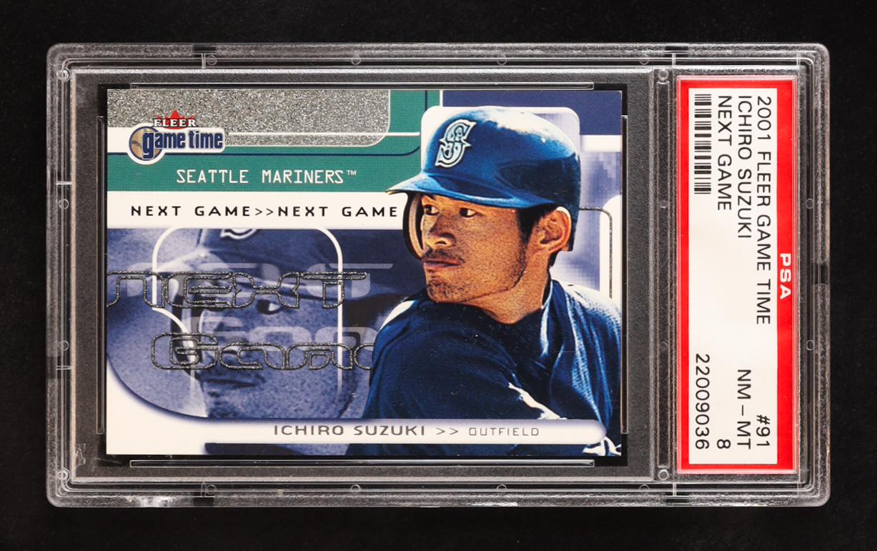 Ichiro Suzuki 2001 Fleer Game Time #91 NG #1587/2000 RC (PSA 8) at PristineAuction.com Ichiro Suzuki 2001 Fleer Game Time #91 NG #1587/2000 RC (PSA 8) at PristineAuction.com