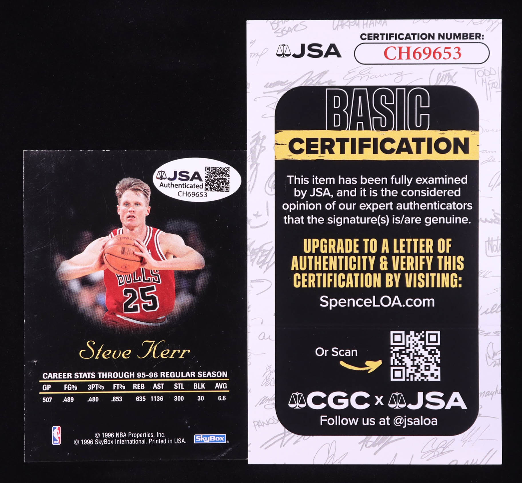 Steve Kerr 1996-97 SkyBox Premium Autographics #36 (JSA) at PristineAuction.com Steve Kerr 1996-97 SkyBox Premium Autographics #36 (JSA) at PristineAuction.com