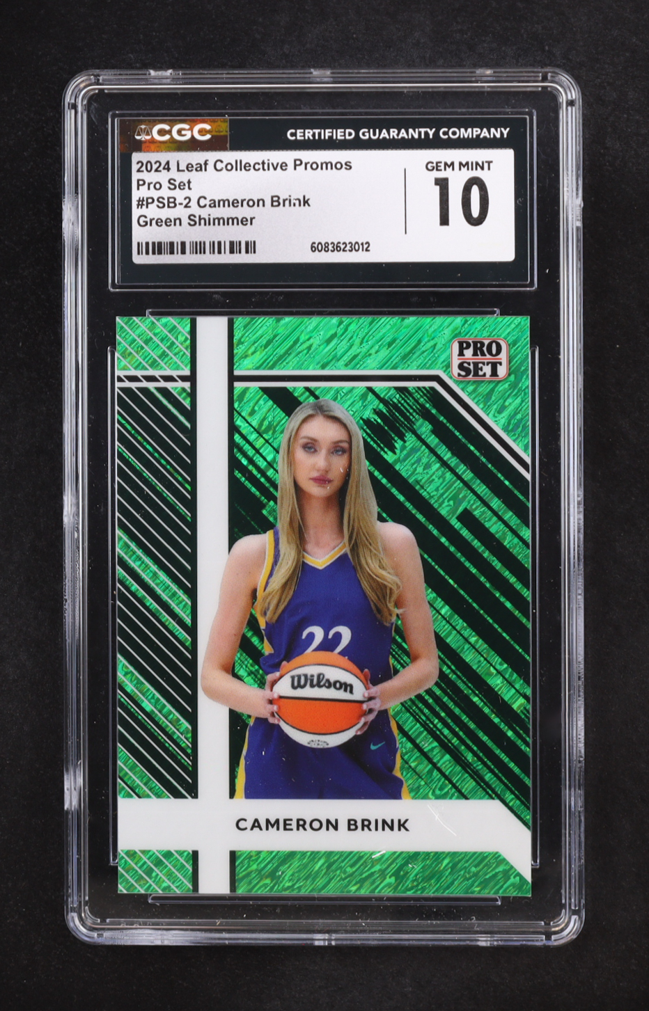 Cameron Brink 2024 Leaf Collective Promos Pro Set Green Shimmer #PSB-2 RC #42/50 (CGC 10) at PristineAuction.com Cameron Brink 2024 Leaf Collective Promos Pro Set Green Shimmer #PSB-2 RC #42/50 (CGC 10) at PristineAuction.com