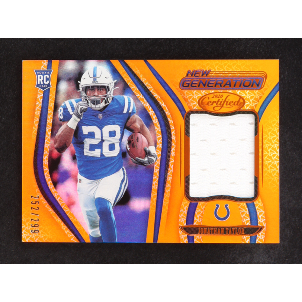 Jonathan Taylor 2020 Certified New Generation Jerseys Mirror Orange #18 #252/299 RC at PristineAuction.com